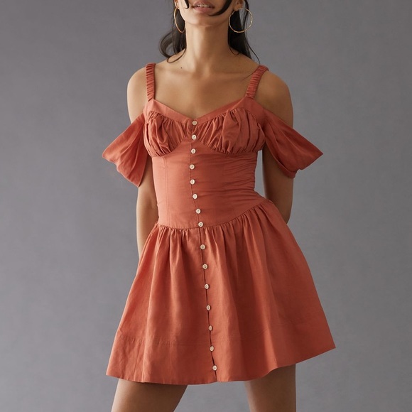 Anthropologie Dresses & Skirts - *By Anthropologie Off The Shoulder Linen Mini Dress